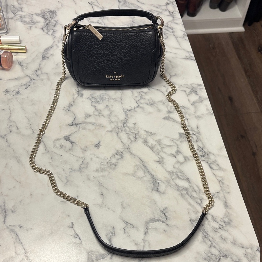 Kate Spade Black Crossbody with Gold Chain